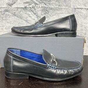 Donald Pliner Mens Dress Shoes Black Royal Stitching Size 8.5 Loafers